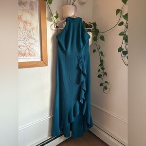 Elegant Teal Halter Dress